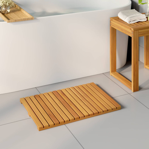vidaXL Badmatta Enfärgad Brun 60 x 40 cm trä