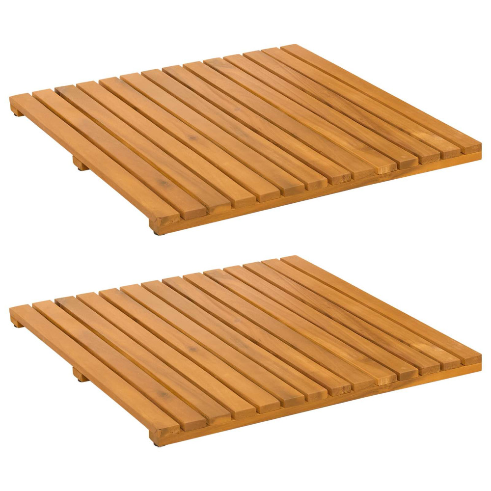 Produktbild för Badmatta Enfärgad Brun 50 x 50 cm Massivt Akaciaträ
