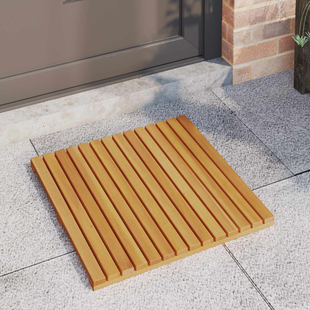 Produktbild för Badmatta Enfärgad Brun 50 x 50 cm Massivt Akaciaträ