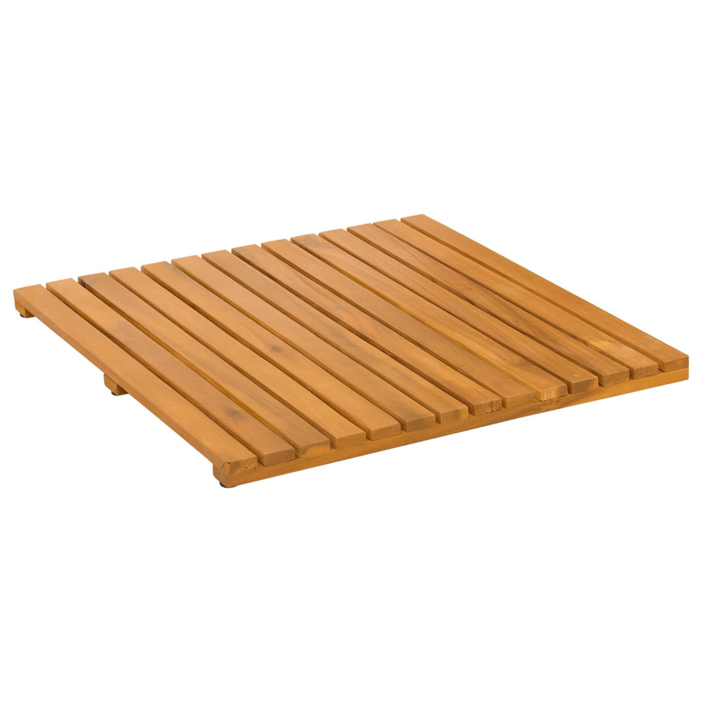 Produktbild för Badmatta Enfärgad Brun 50 x 50 cm Massivt Akaciaträ