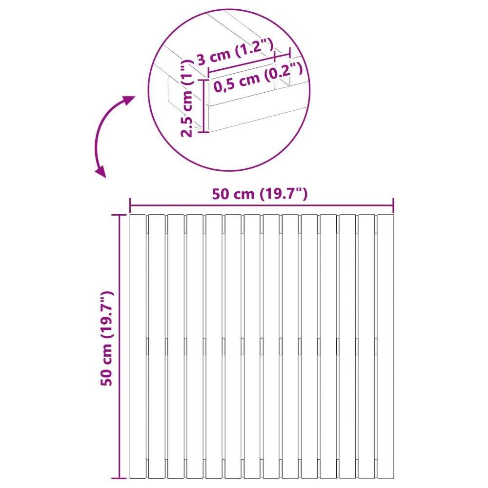 Produktbild för Badmatta Enfärgad Brun 50 x 50 cm Massivt Akaciaträ