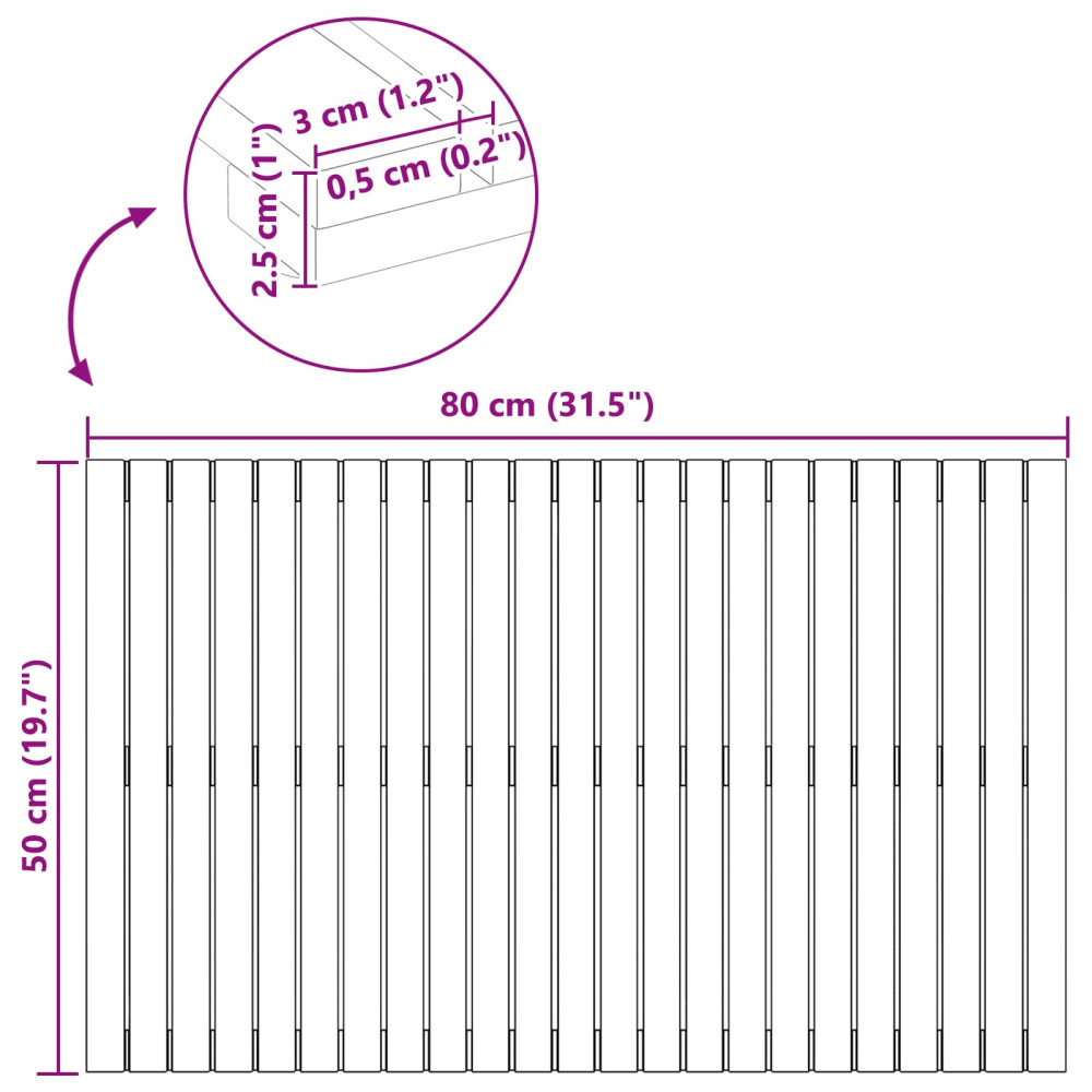 Produktbild för Badmatta Enfärgad Brun 80 x 50 cm Massivt Akaciaträ