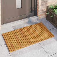Produktbild för Badmatta Enfärgad Brun 100 x 55 cm Massivt Akaciaträ