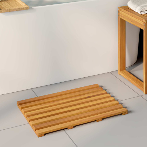 vidaXL Badmatta Enfärgad Brun 56 x 37 x 2,5 cm trä