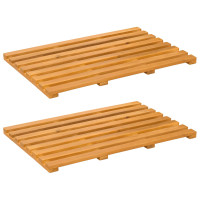 Produktbild för Badmatta Enfärgad Brun 56 x 37 x 2,5 cm Massivt Akaciaträ
