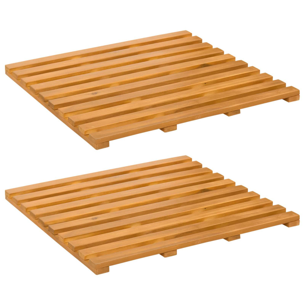 Produktbild för Badmatta Enfärgad Brun 50 x 48 x 2,5 cm Massivt Akaciaträ