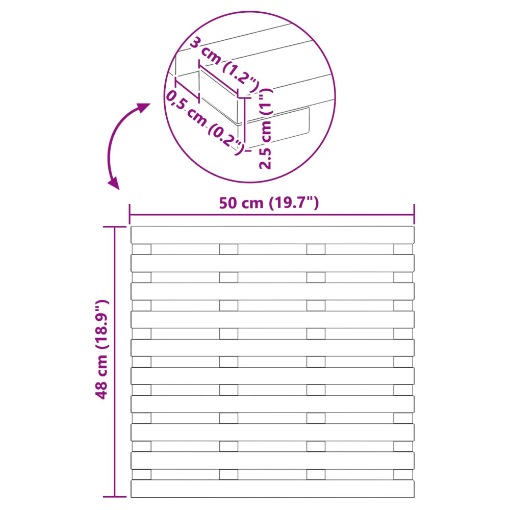 Produktbild för Badmatta Enfärgad Brun 50 x 48 x 2,5 cm Massivt Akaciaträ