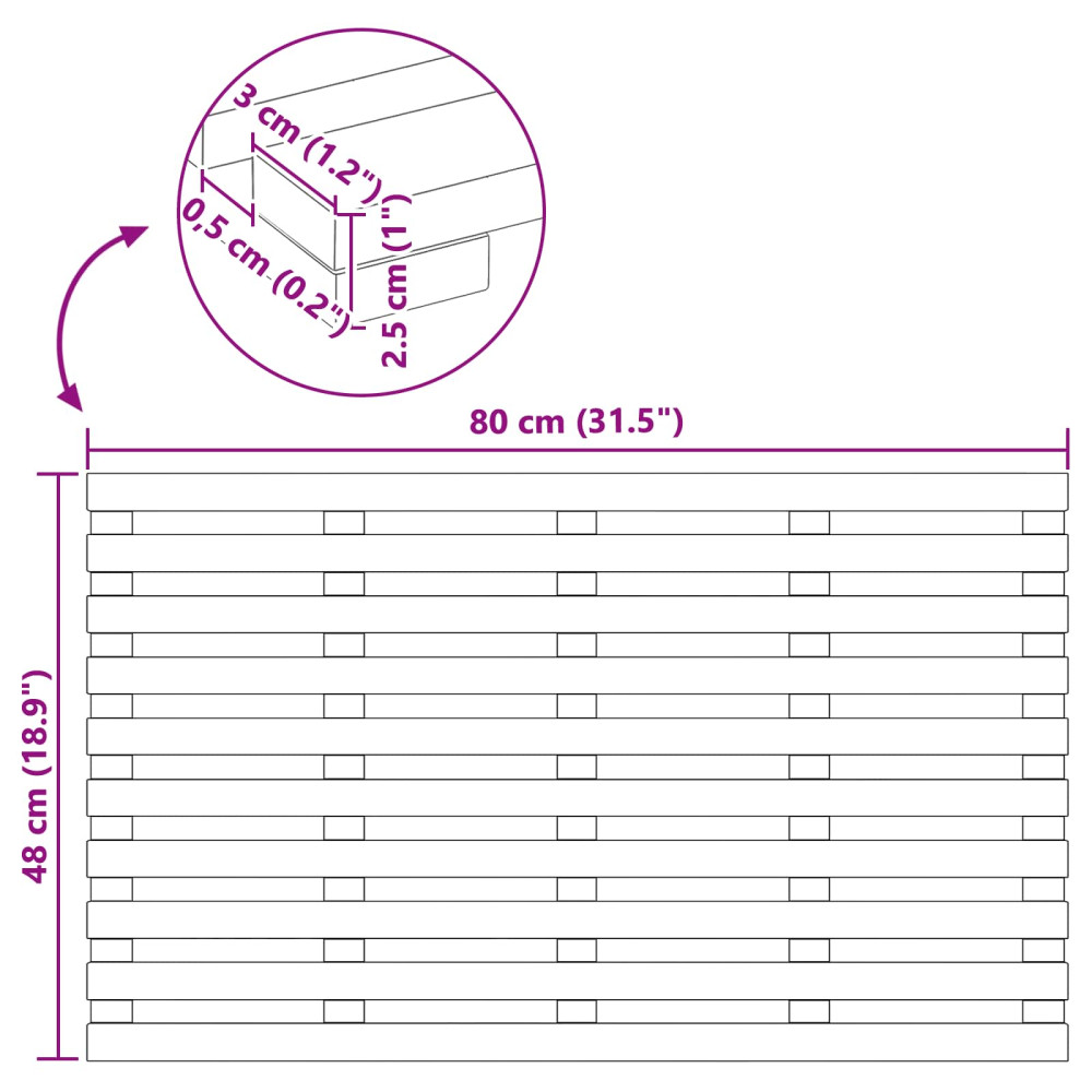 Produktbild för Badmatta Enfärgad Brun 80 x 48 x 2,5 cm Massivt Akaciaträ