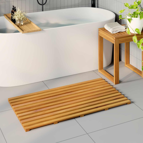 vidaXL Badmatta Enfärgad Brun 100 x 53 x 2,5 cm trä