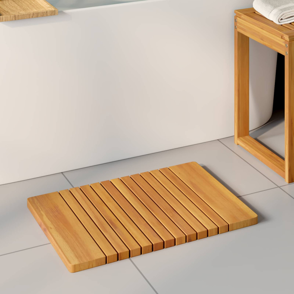 Produktbild för Badmatta Enfärgad Brun 59 x 40 cm Massivt Akaciaträ