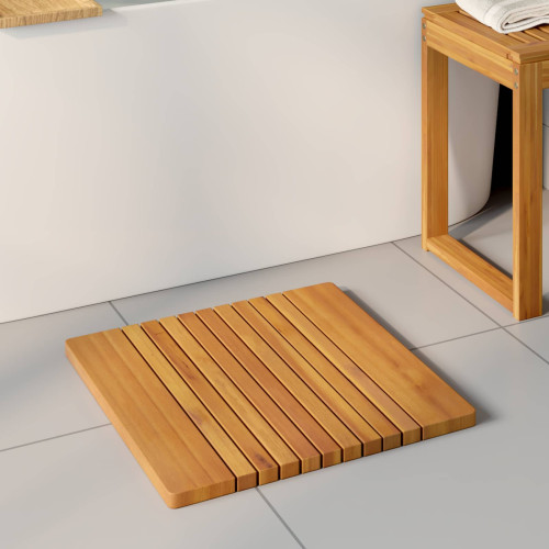 vidaXL Badmatta Enfärgad Brun 52 x 50 cm trä