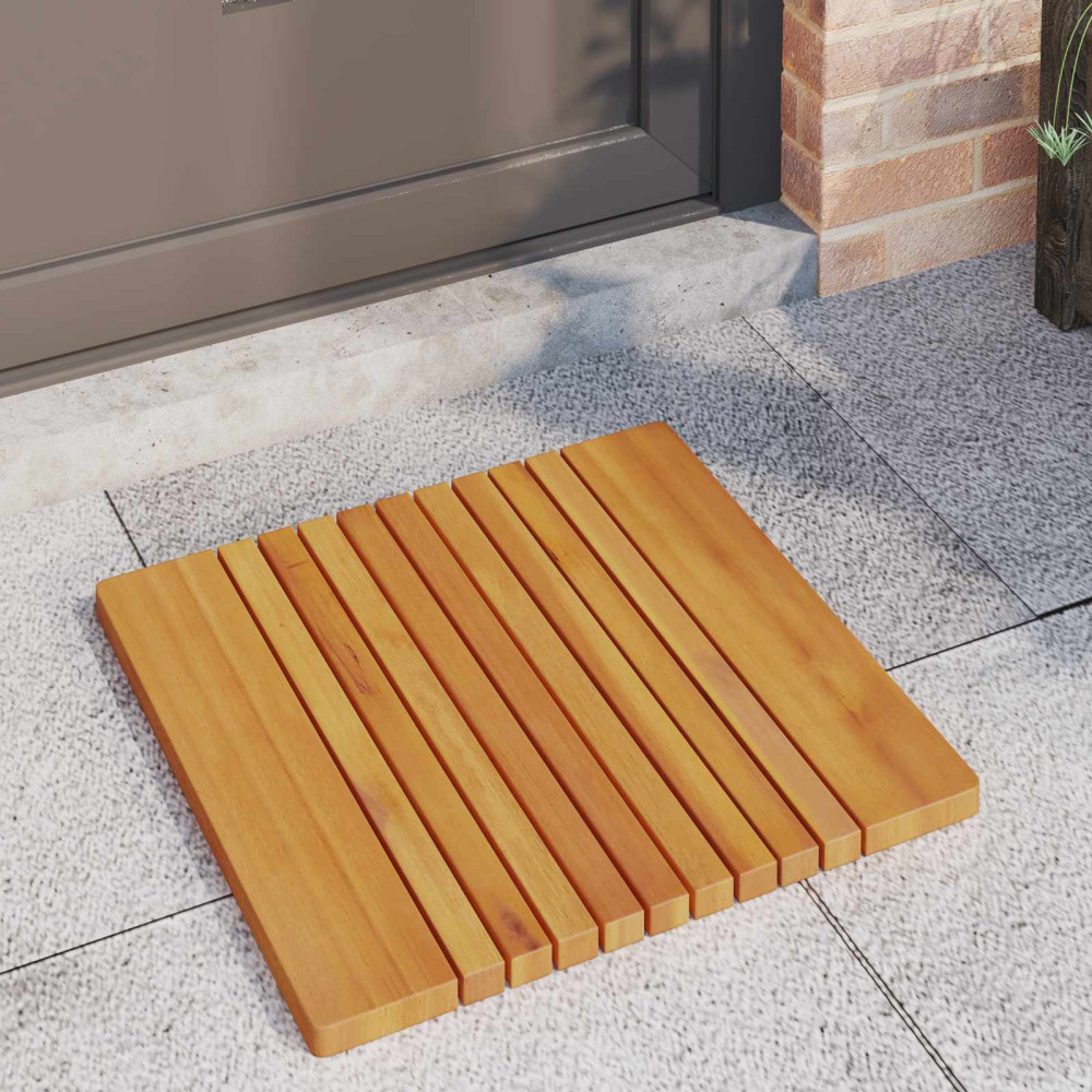 Produktbild för Badmatta Enfärgad Brun 52 x 50 cm Massivt Akaciaträ