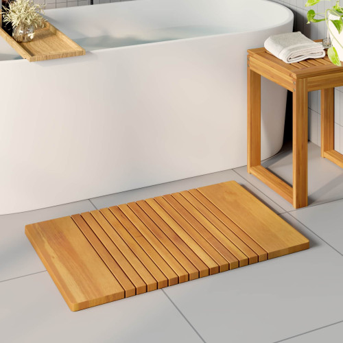 vidaXL Badmatta Enfärgad Brun 81 x 50 cm trä