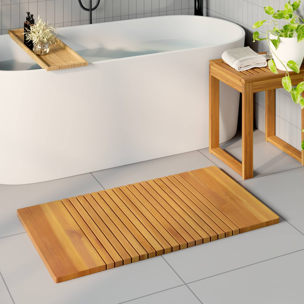 Produktbild för Badmatta Enfärgad Brun 100 x 55 cm trä