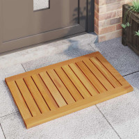 Produktbild för Badmatta Enfärgad Brun 80 x 50 cm Massivt Akaciaträ