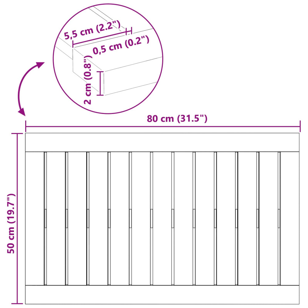 Produktbild för Badmatta Enfärgad Brun 80 x 50 cm Massivt Akaciaträ