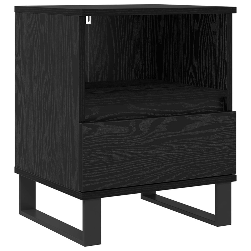Produktbild för Sängskåp med låda Svart Ek 40 x 35 x 50 cm Konstruerat trä