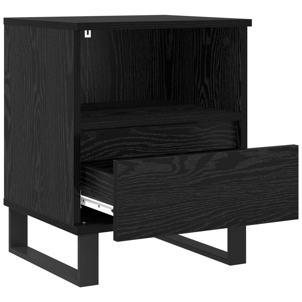 Produktbild för Sängskåp med låda Svart Ek 40 x 35 x 50 cm Konstruerat trä