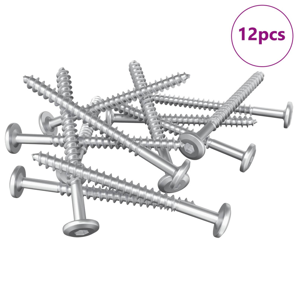 Produktbild för Träskruvar 12 pcs Silver M6 x 70 mm Stål