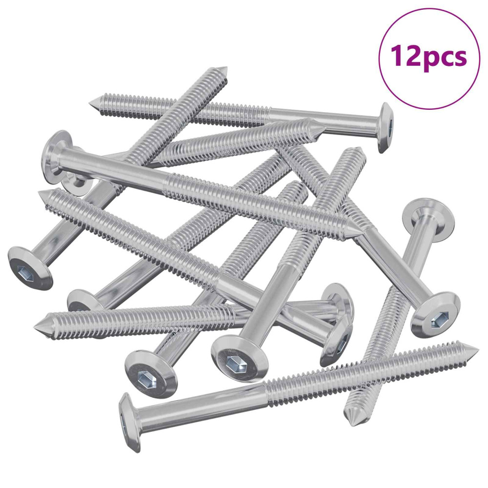 Produktbild för Möbelskruvar 12 pcs Silver M6 x 85 mm Stål