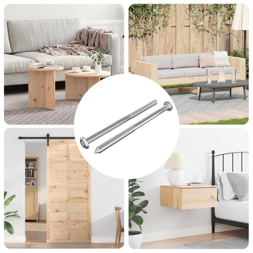Produktbild för Möbelskruvar 2 pcs Silver M6 x 100 mm Stål