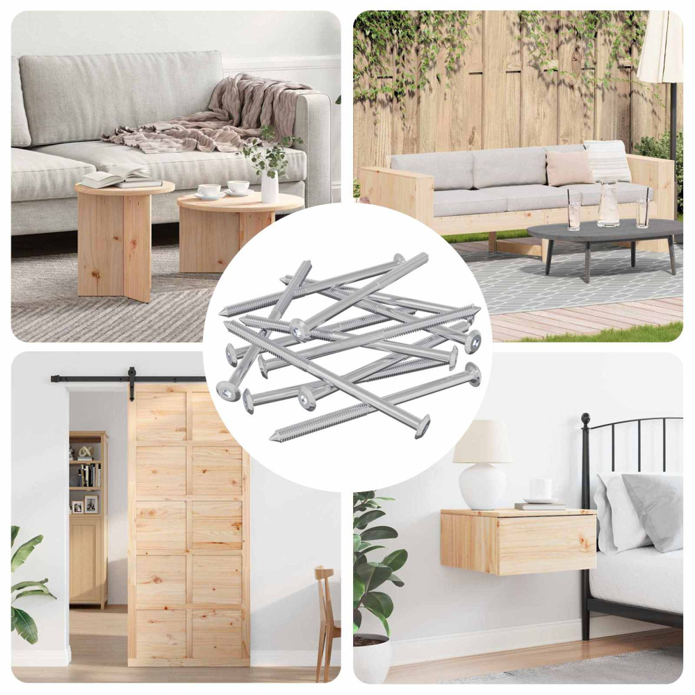 Produktbild för Möbelskruvar 12 pcs Silver M6 x 100 mm Stål