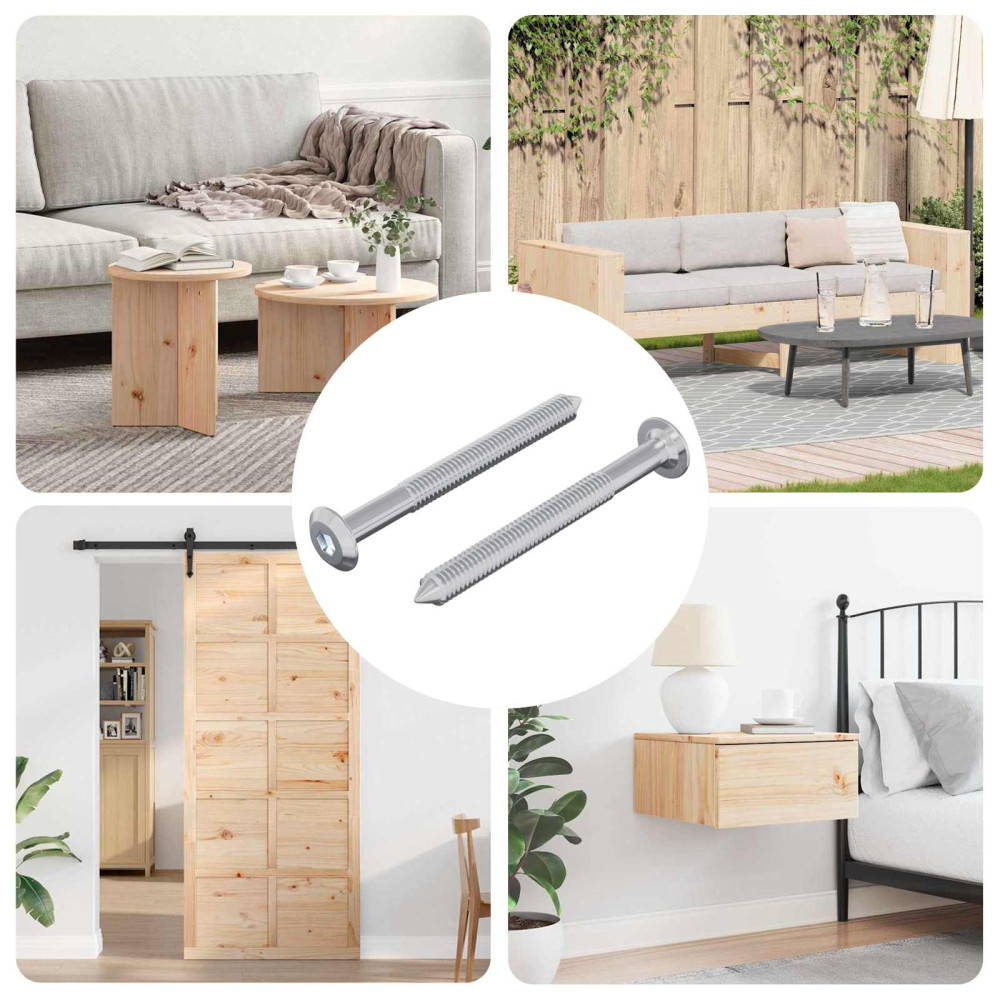 Produktbild för Skruv 2 pcs Silver M6 x 60 mm Stål
