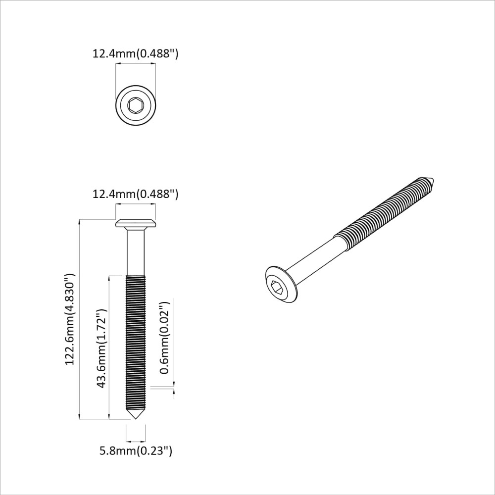 Produktbild för Skruv 2 pcs Silver M6 x 120 mm Stål