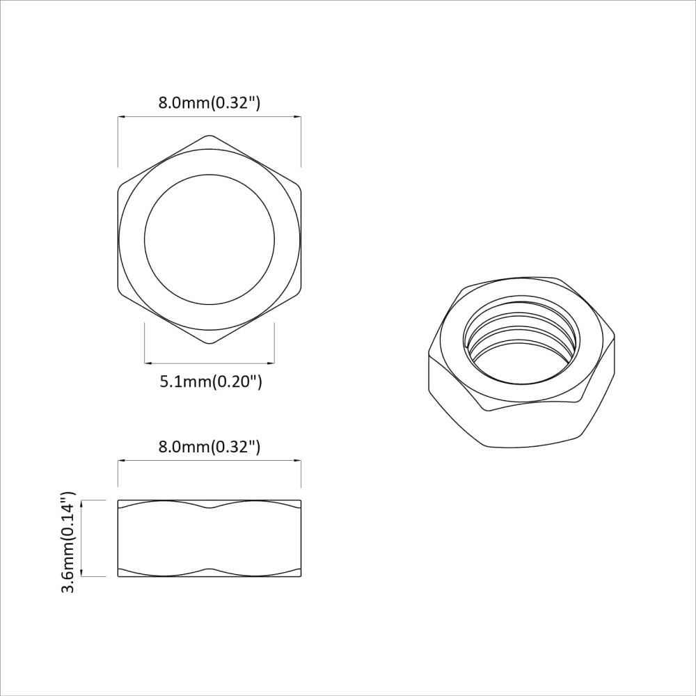 Produktbild för Sexkantig mutter 23377 pcs Silver Metall
