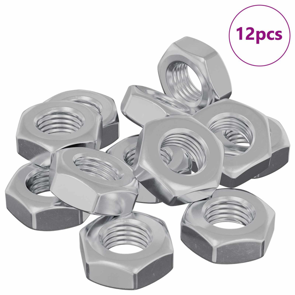 Produktbild för Sexkantig mutter 12 pcs Silver m8 Metall