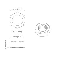 Produktbild för Sexkantig mutter 12 pcs Silver m8 Metall