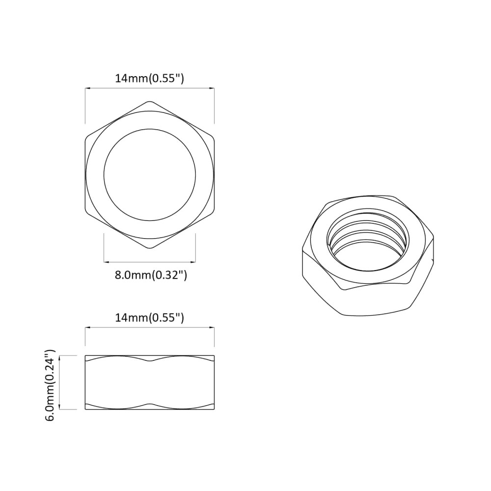 Produktbild för Sexkantig mutter 3600 pcs Silver Metall