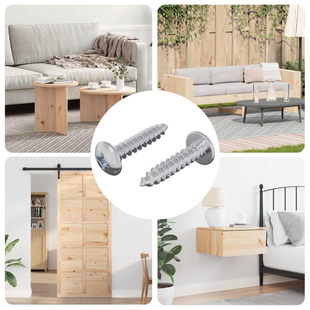 Produktbild för Träskruvar 2 pcs Silver M4 x 20 mm Stål