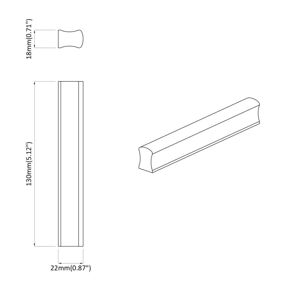 Produktbild för Rakt Handtag 12 pcs Naturlig Träfärg 130 x 25 x 30 mm