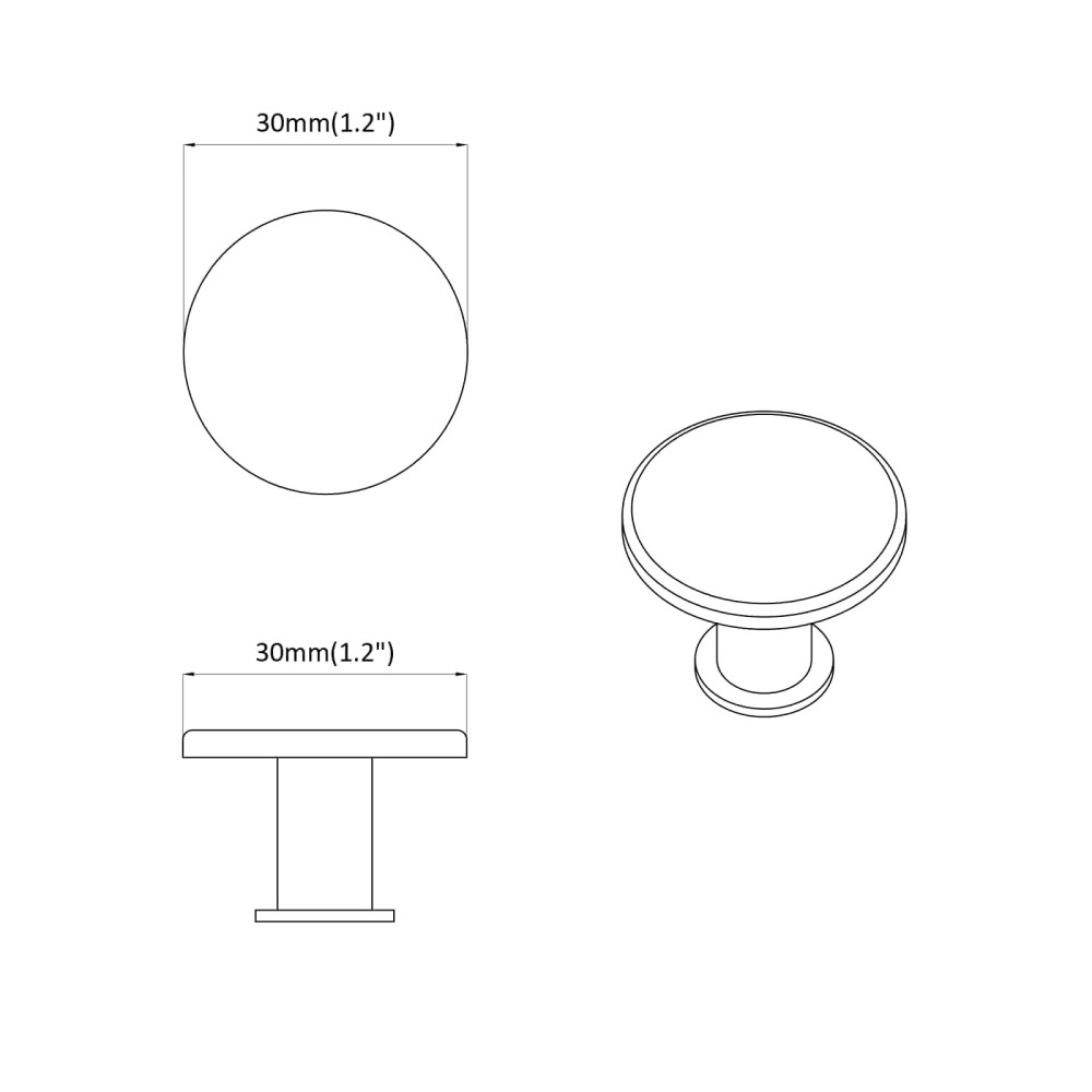 Produktbild för Handtag 12 pcs Svart Ø30 mm Aluminium