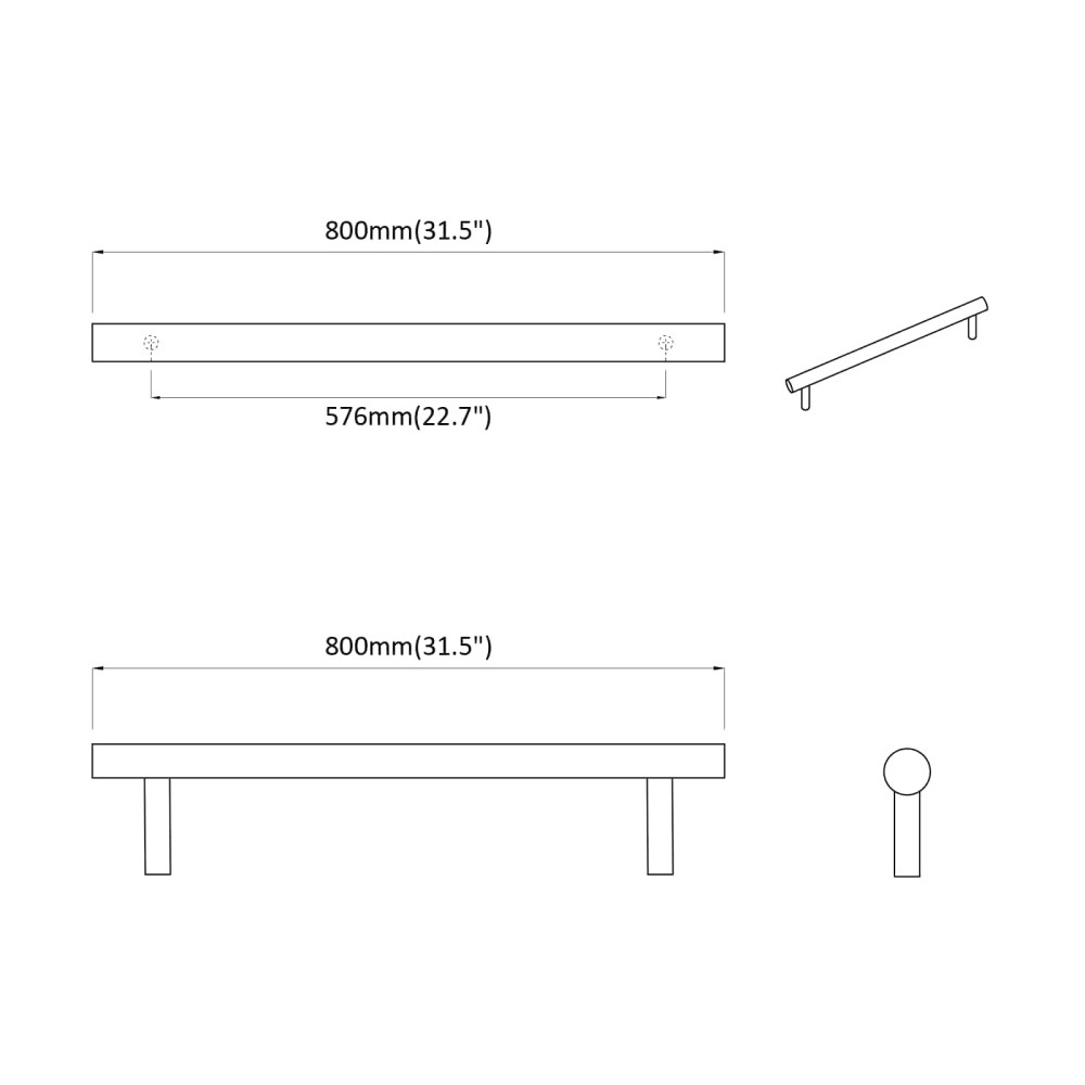 Produktbild för Skåphandtag 2 pcs Silver 800 mm Rostfritt stål