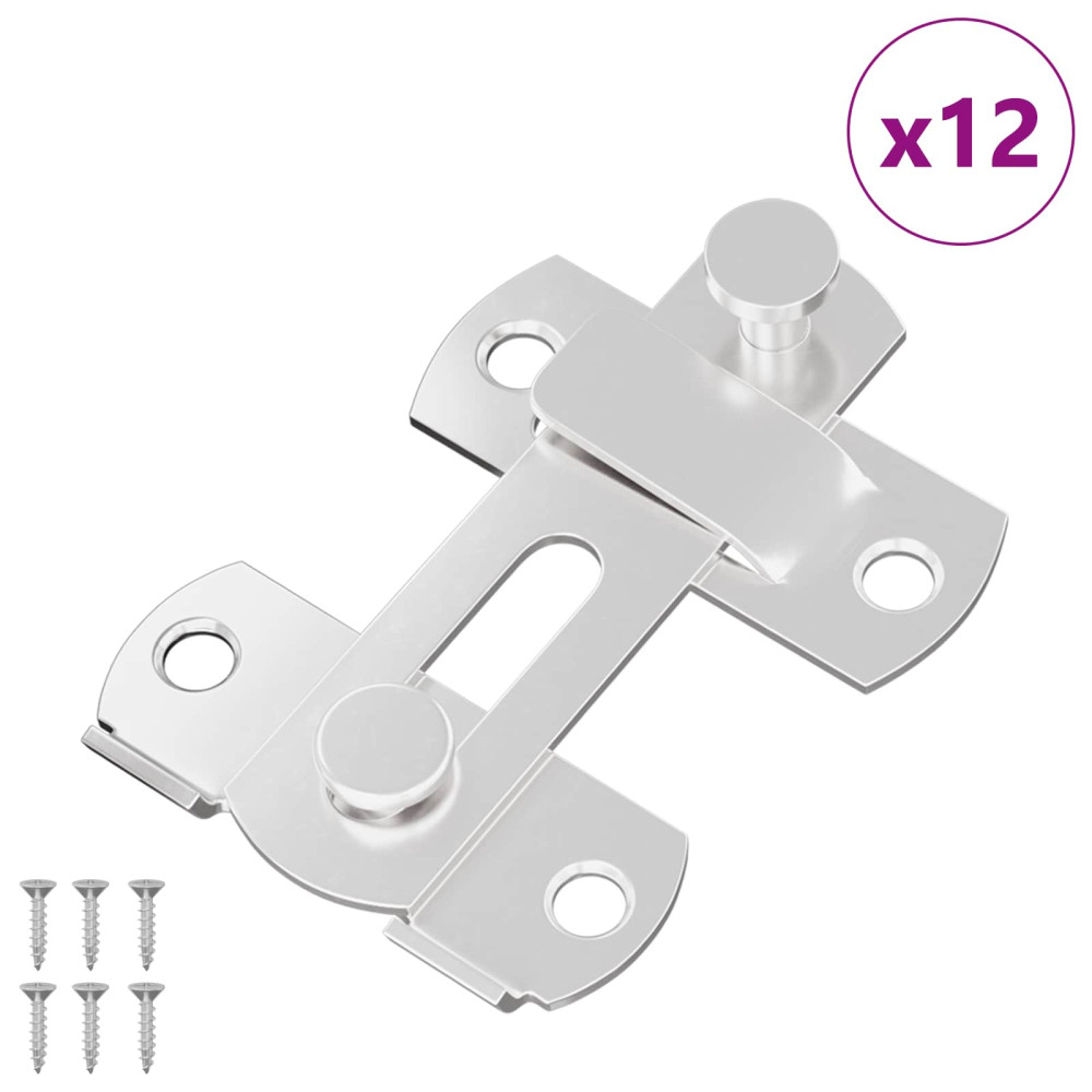 Produktbild för Dörrlås 12 pcs Silver 70 x 8 mm Stål