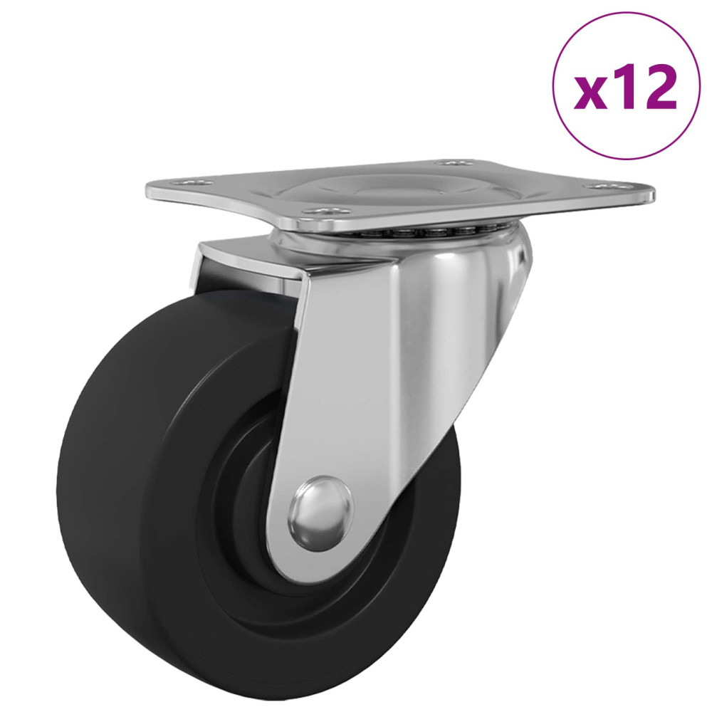 Produktbild för Svängbart hjul 12 pcs Silver 60 x 60 x 50 mm Järn och nylon