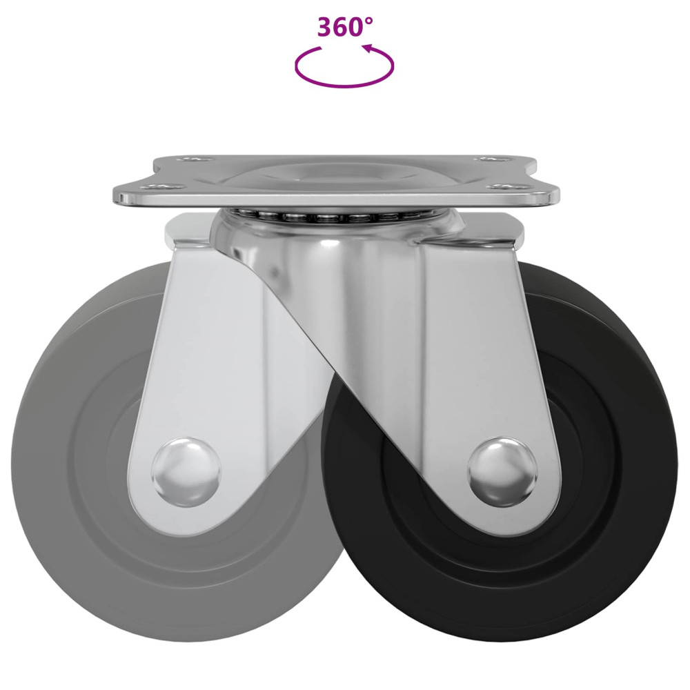 Produktbild för Svängbart hjul 12 pcs Silver 60 x 60 x 50 mm Järn och nylon