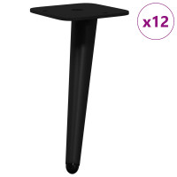 Produktbild för Stående fötter 12 pcs Svart 56 x 56 x 100 mm Järn