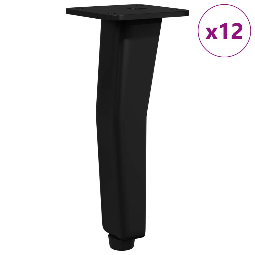 Produktbild för Stående Fötter 12 pcs Svart 40 x 40 x 100 mm Järn