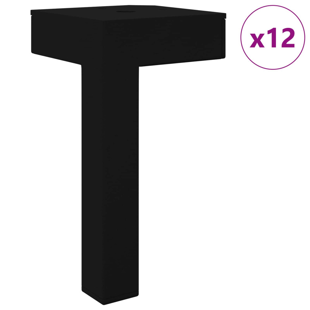 Produktbild för Stående Fötter 12 pcs Svart 57 x 57 x 100 mm Järn