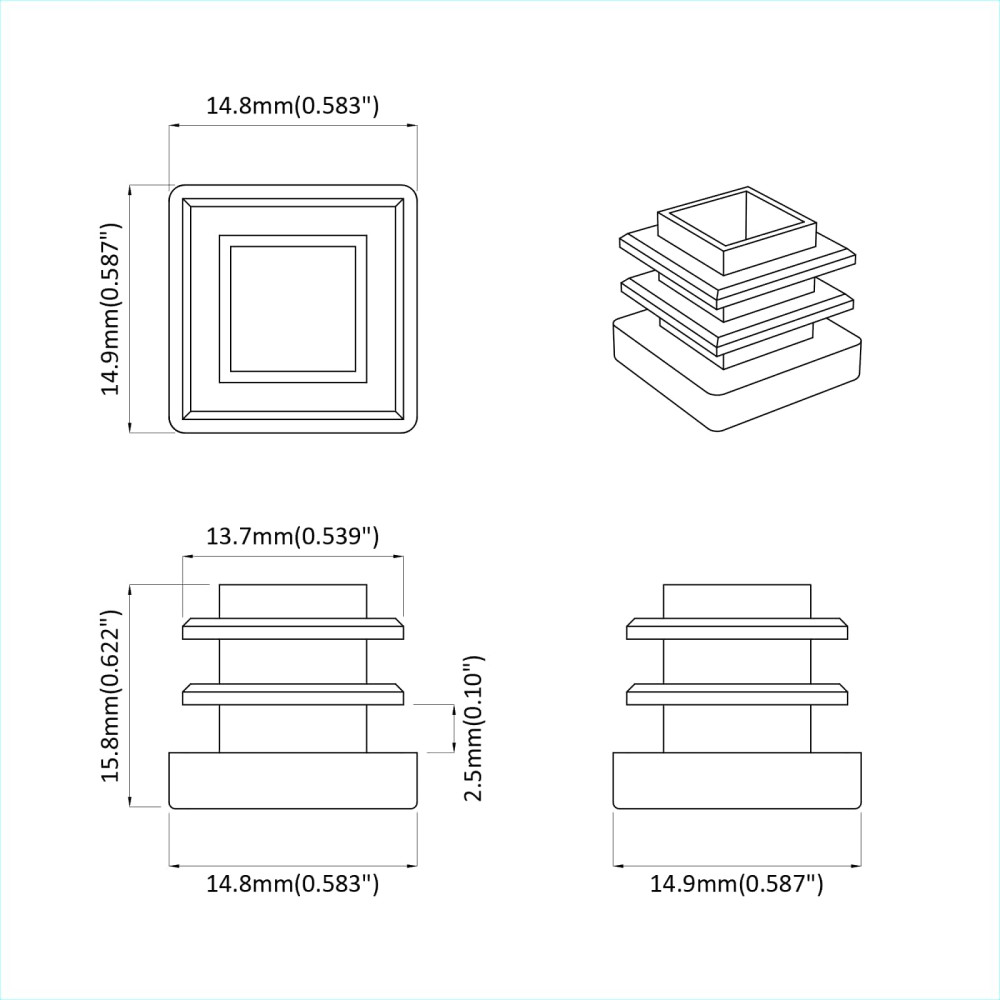 Produktbild för Slutkåpor 10909 pcs Svart 15 x 15 x 15 mm PP