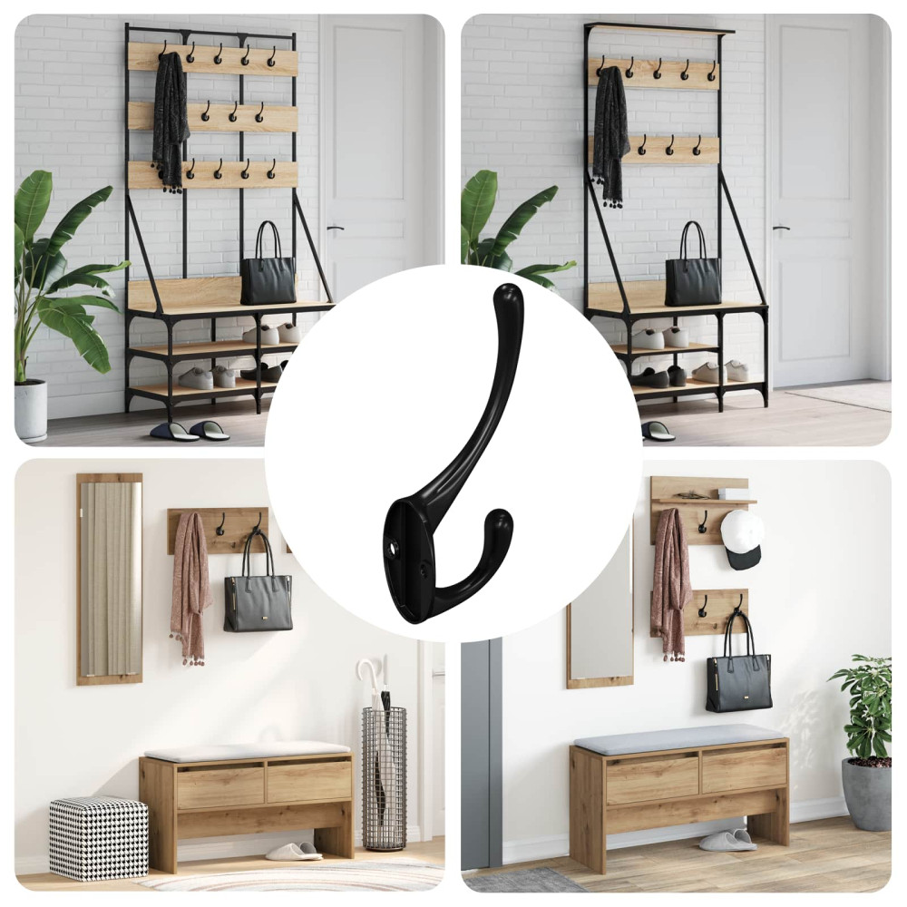 Produktbild för Klädhängare 12 pcs Svart 102 x 29 x 47 mm Zinklegering