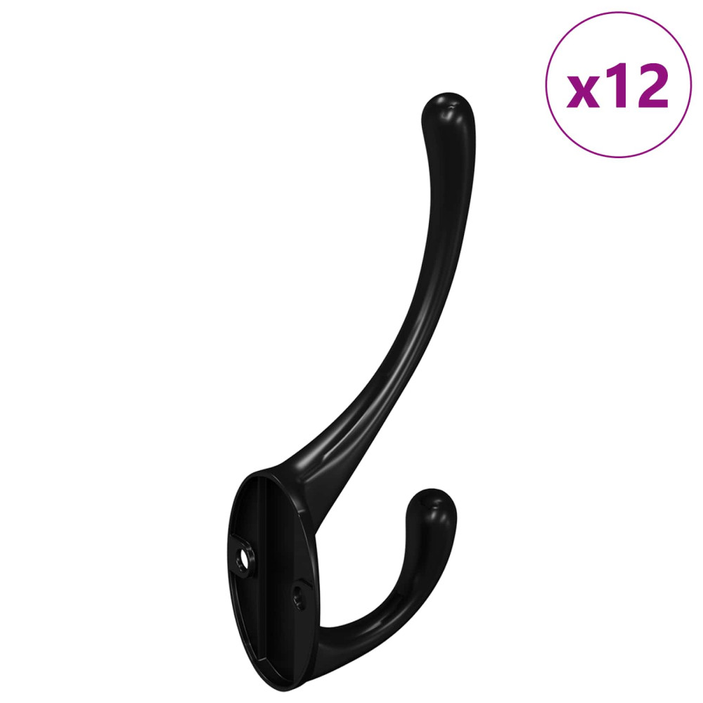 Produktbild för Klädhängare 12 pcs Svart 102 x 29 x 47 mm Zinklegering