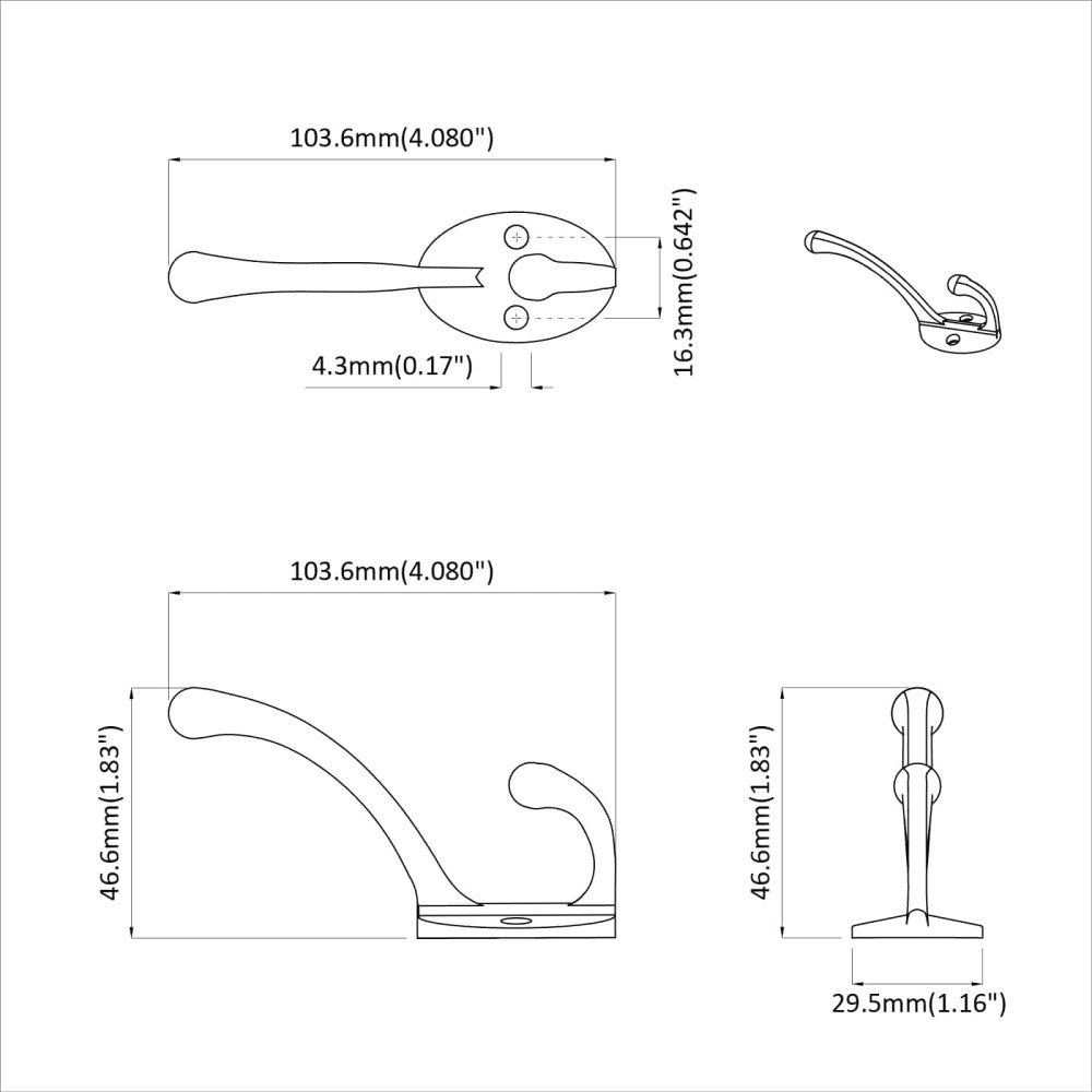 Produktbild för Klädhängare 12 pcs Svart 102 x 29 x 47 mm Zinklegering
