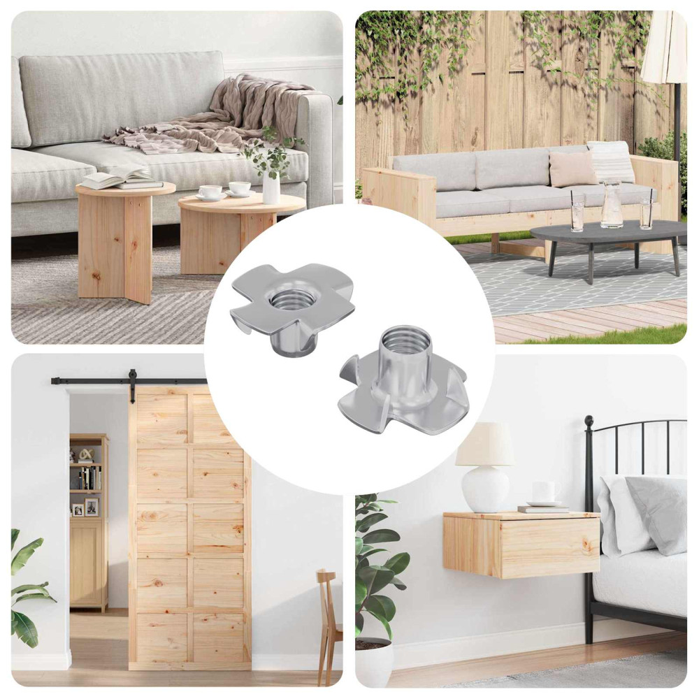 Produktbild för Prongad T-mutter 2 pcs Silver M6 mm Stål