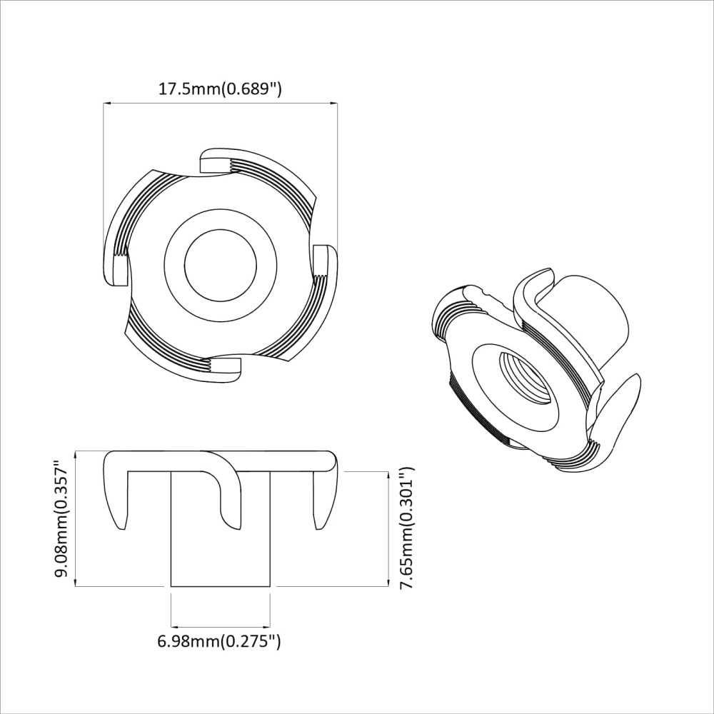Produktbild för Prongad T-mutter 2 pcs Silver M6 mm Stål