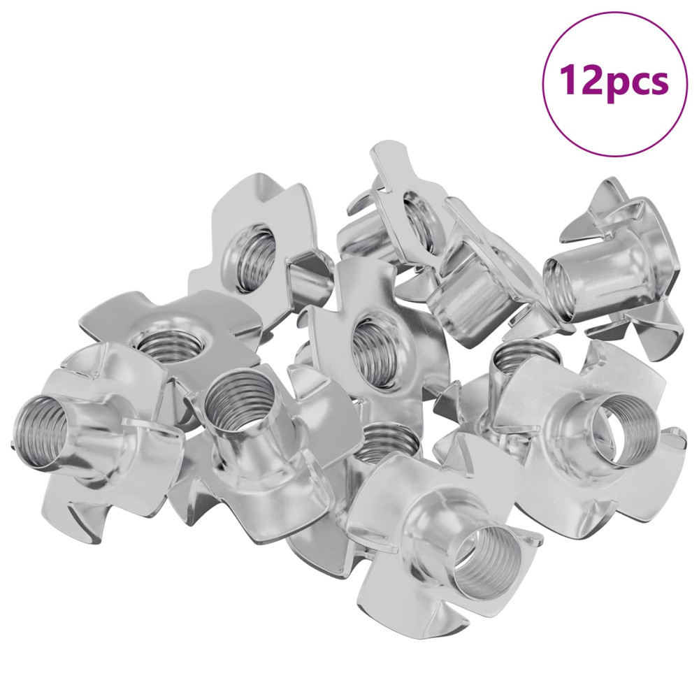 Produktbild för Prongad T-mutter 12 pcs Silver M6 mm Stål