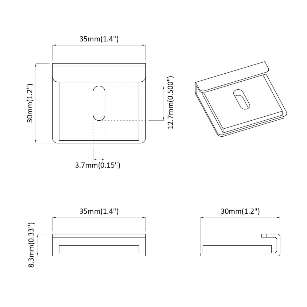 Produktbild för Spegelhållarbracket 340 pcs Nickel 35 x 30 x 8,3 mm Stål